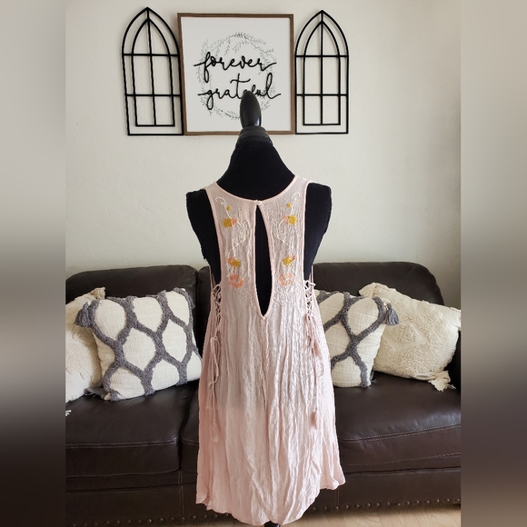 Free People Adelaide Pink Floral Slip Mini Dress Size S Boho Chic Embroidered - Picture 8 of 14